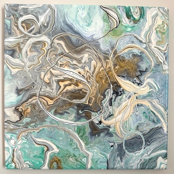 Unique Hand Painted Acrylic Canvas Made in NC One of a Kind Modern Timeless - Picture 3 of 6